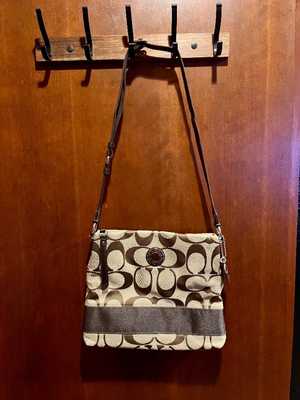 Coach C jacquard canvas shoulder / crossbody bag